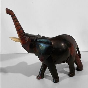 Handcrafted Wooden African Elephant Figurine 6'  Black and Brown